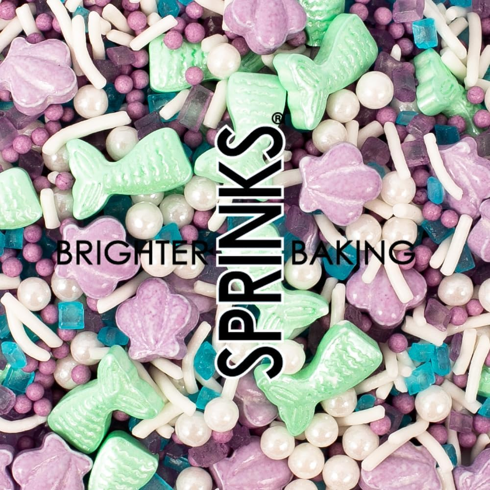 Sprinks Mermaid Tales Premium Sprinkles Blend 70G - Mermaid Party Cake Sprinkles | Mermaid Sprinkles | Pastel Sprinkles | under the Sea Sprinkles | Fancy Sprinkles | Shells Tails Jimmies Sugar Mix image number 2