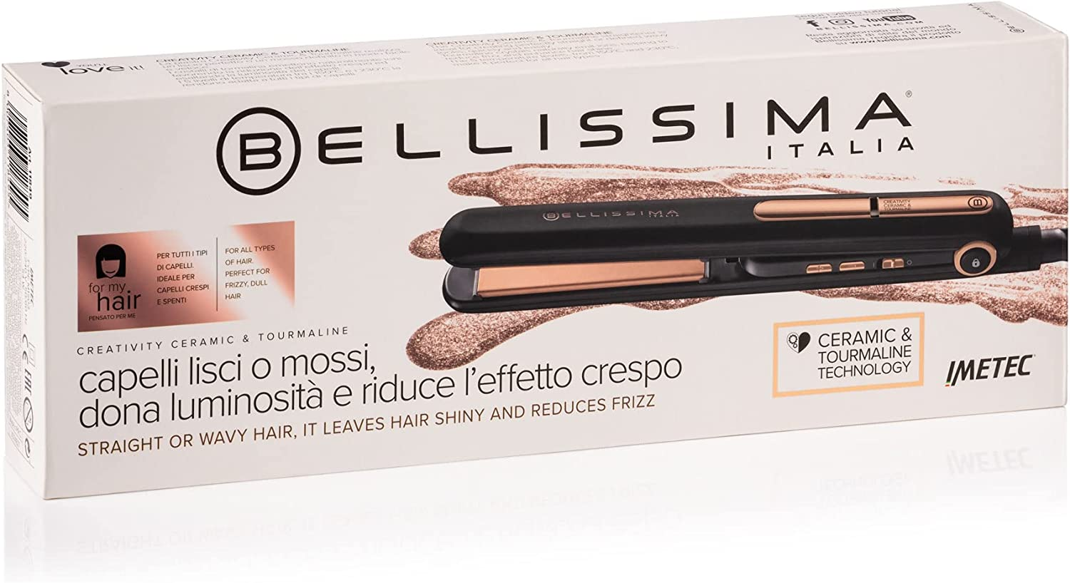 Bellissima Creativity Ceramic & Tourmaline Hair Straightener Straight or Wavy Styling Ceramic & Tourmaline Coating Temperature Setting from 150&deg;C to 230&deg;C Fast Heating image number 4