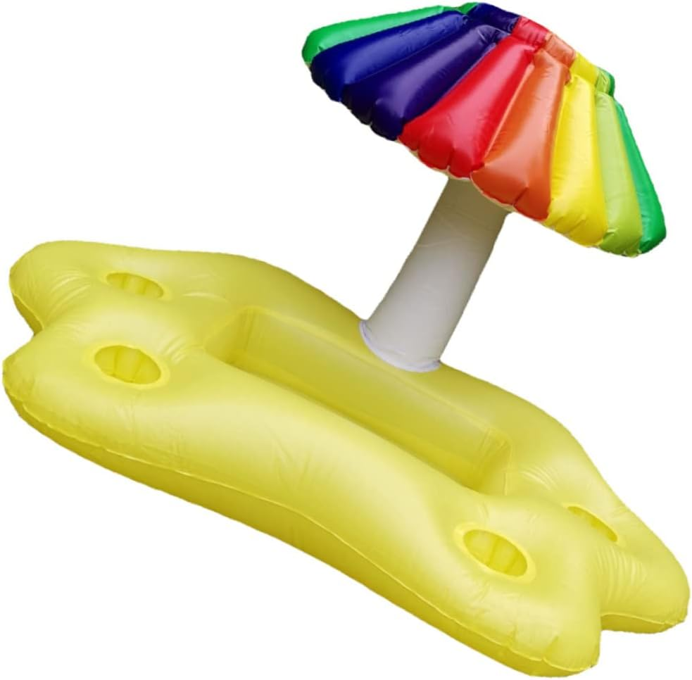 Inflatable Drink Float and Floating Drink Tray Multi-Hole Design, Rainbow Cloud Pattern Pool Cooler for Adult Entertainment and Water Toy Use image number 2