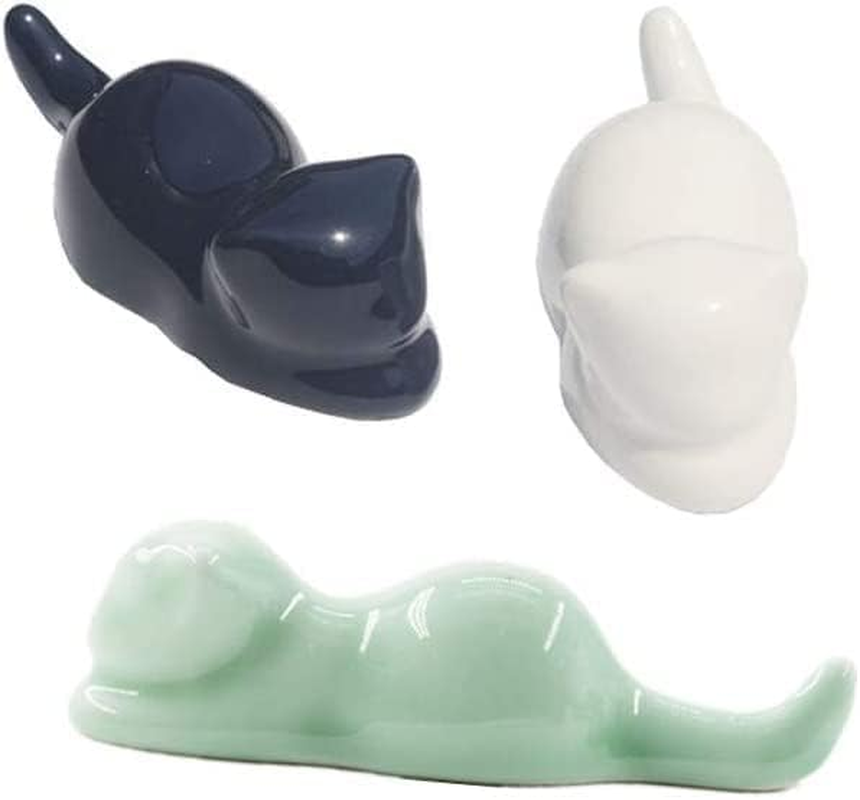 (3 Cats) - Porcelain Brush Holder Rest for Calligraphy & Sumi Brushes Ceramic Oriental Art Supply Chinese Painting Brushes Rests (3 Cats) image number 2