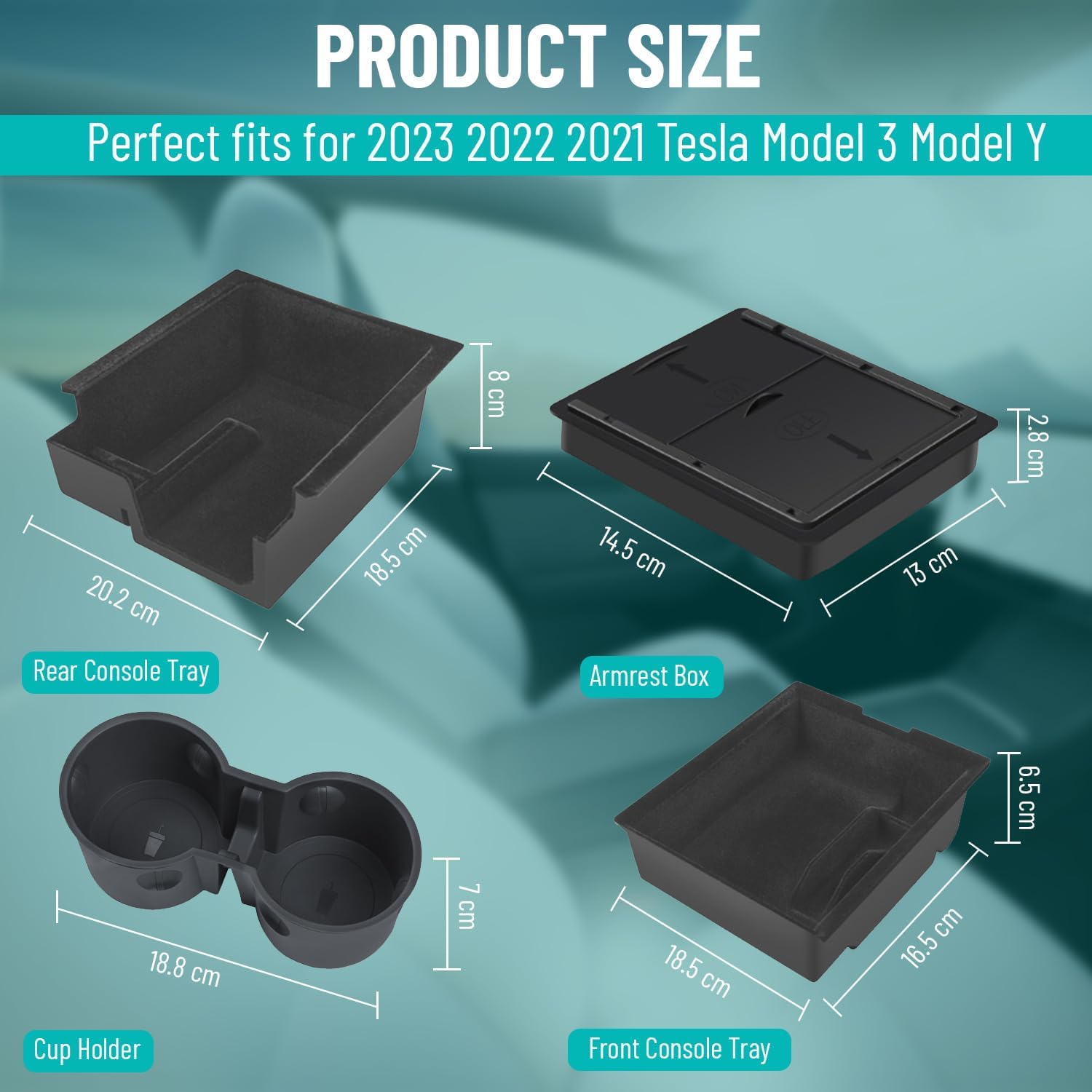Tesla Model Y/3 Accessory 2024 2023 2022 Australia - Centre Console Tray Organiser | Tesla Model Y Cup Holder | Storage Box I Silicone Cup Holder image number 1