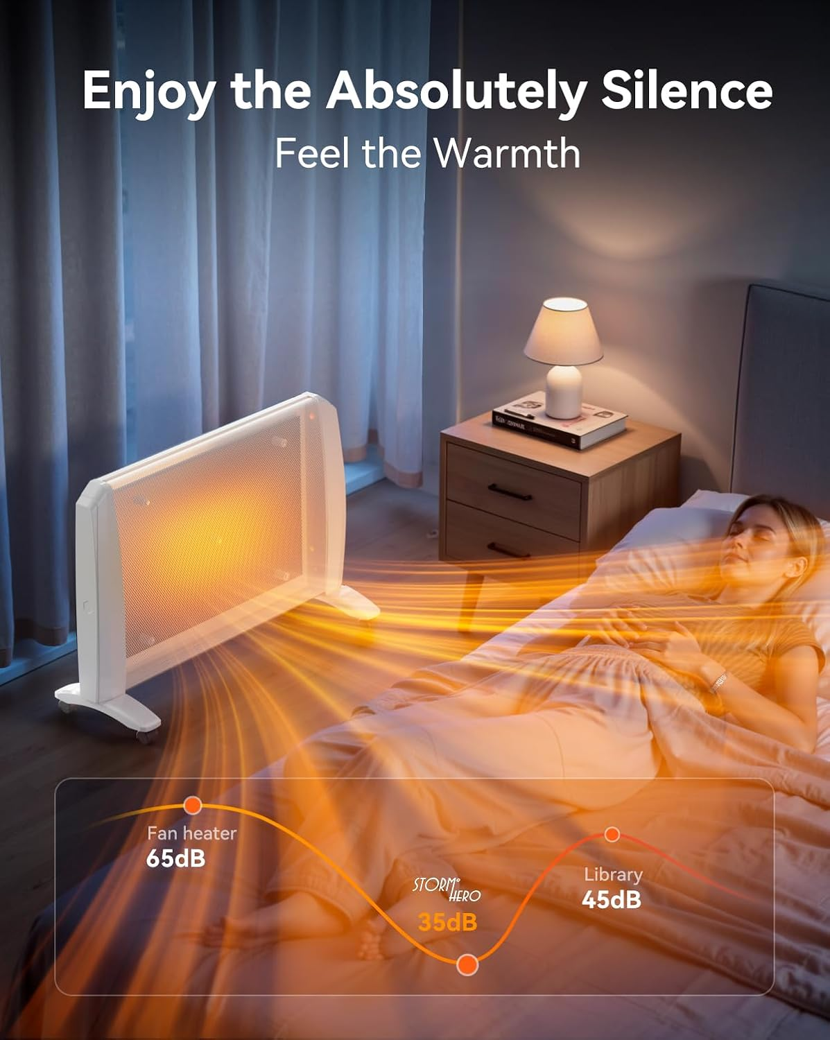 2000W Portable Heater for Bedroom- Quiet Electric Heater for Medium Large Space, Convection Panel Heaters for Indoor Use, 11 Adjustable Thermostat Setting Home Heater, 3 Power Setting image number 3