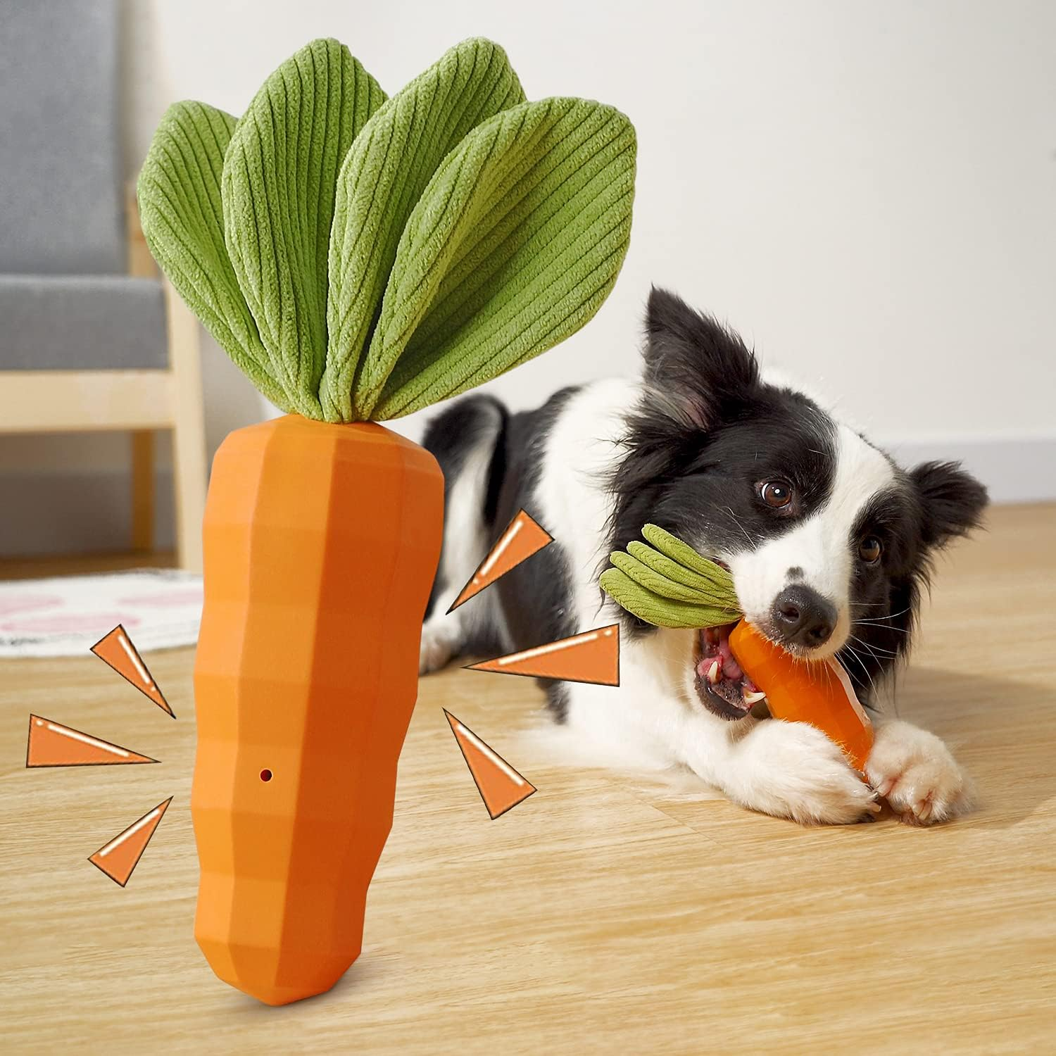 Squeaky Dog Toys Medium Small Breed Puppy - Lifetime Replacement - Fun to Chew, Chase and Fetch (Carrot) image number 6