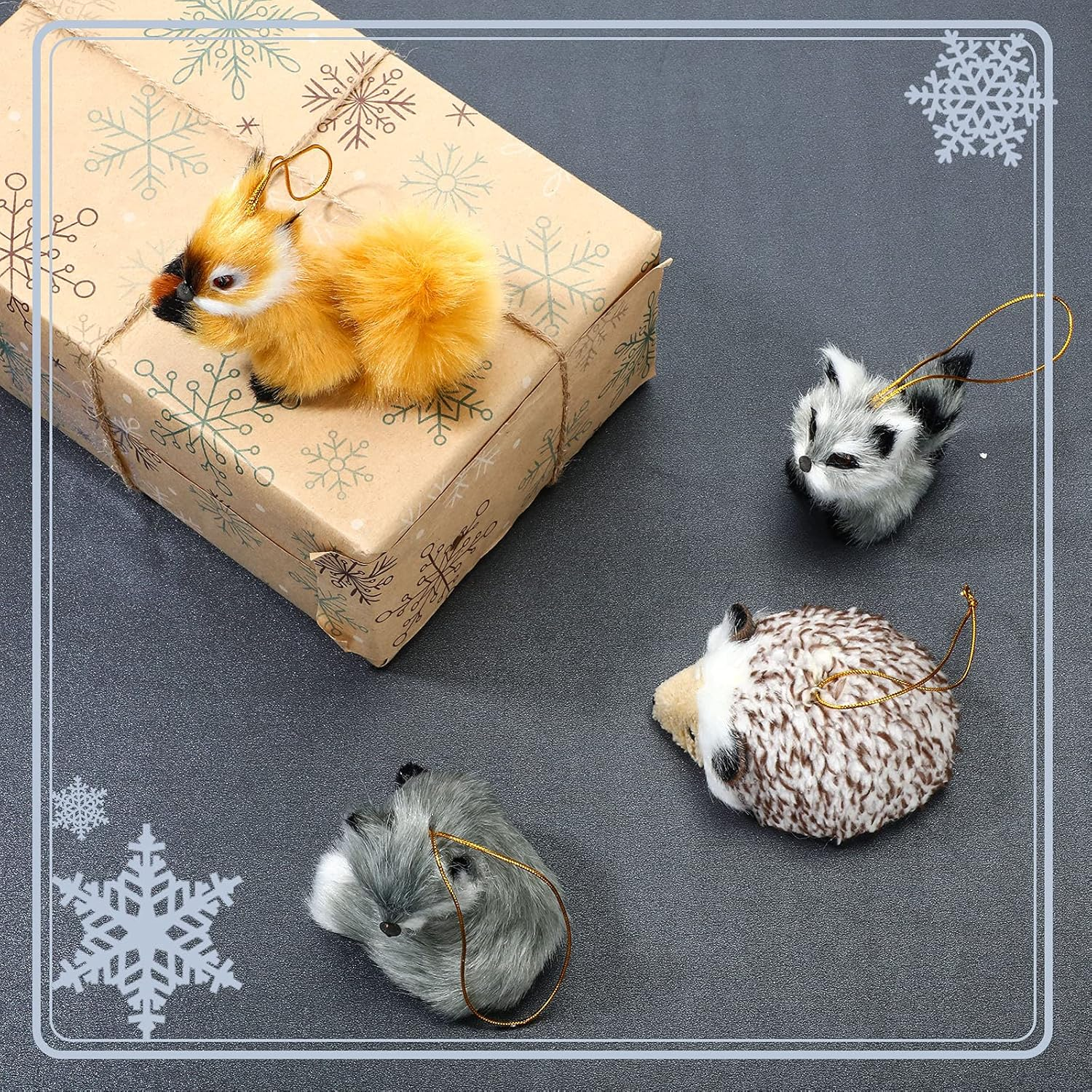 Skylety 15 Pieces Animal Ornaments, Woodland Faux Fur Animal Hanging Ornament Bulk Plush Simulation Fall Christmas Tree Decoration for Home Backpack Party Holiday image number 2