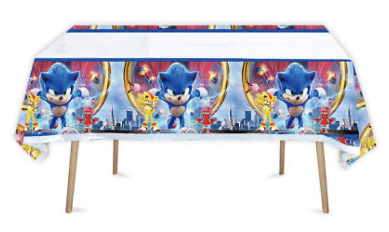 Sonic the Hedgehog 2 Party Tableware Set Plates Banners Kids Birthday Supplies. (Table Cover) image number 1