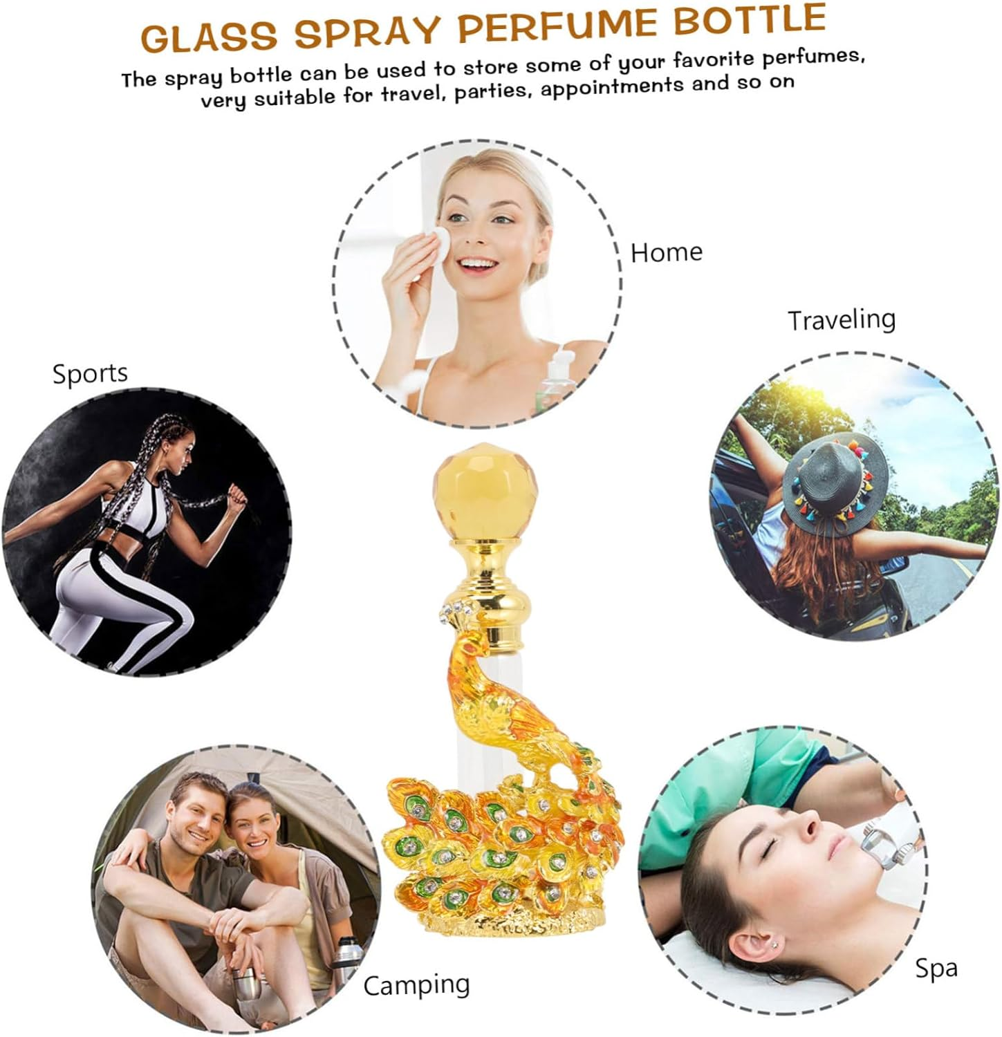 Retro Perfume Bottles Empty Vintage Perfume Bottles Essential Oil Container - Golden image number 6