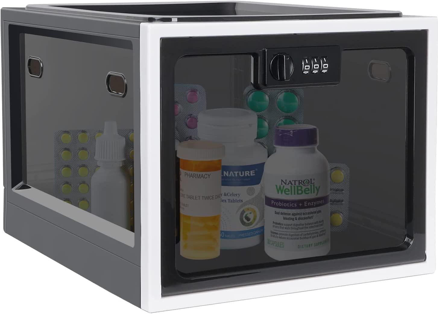 MINYII Medicine Lock Box for Safe Medication Storage - Refrigerator Food Safe Locking Container for Tablet, Phone in Kitchen, Home, School, Office (Black01) image number 6