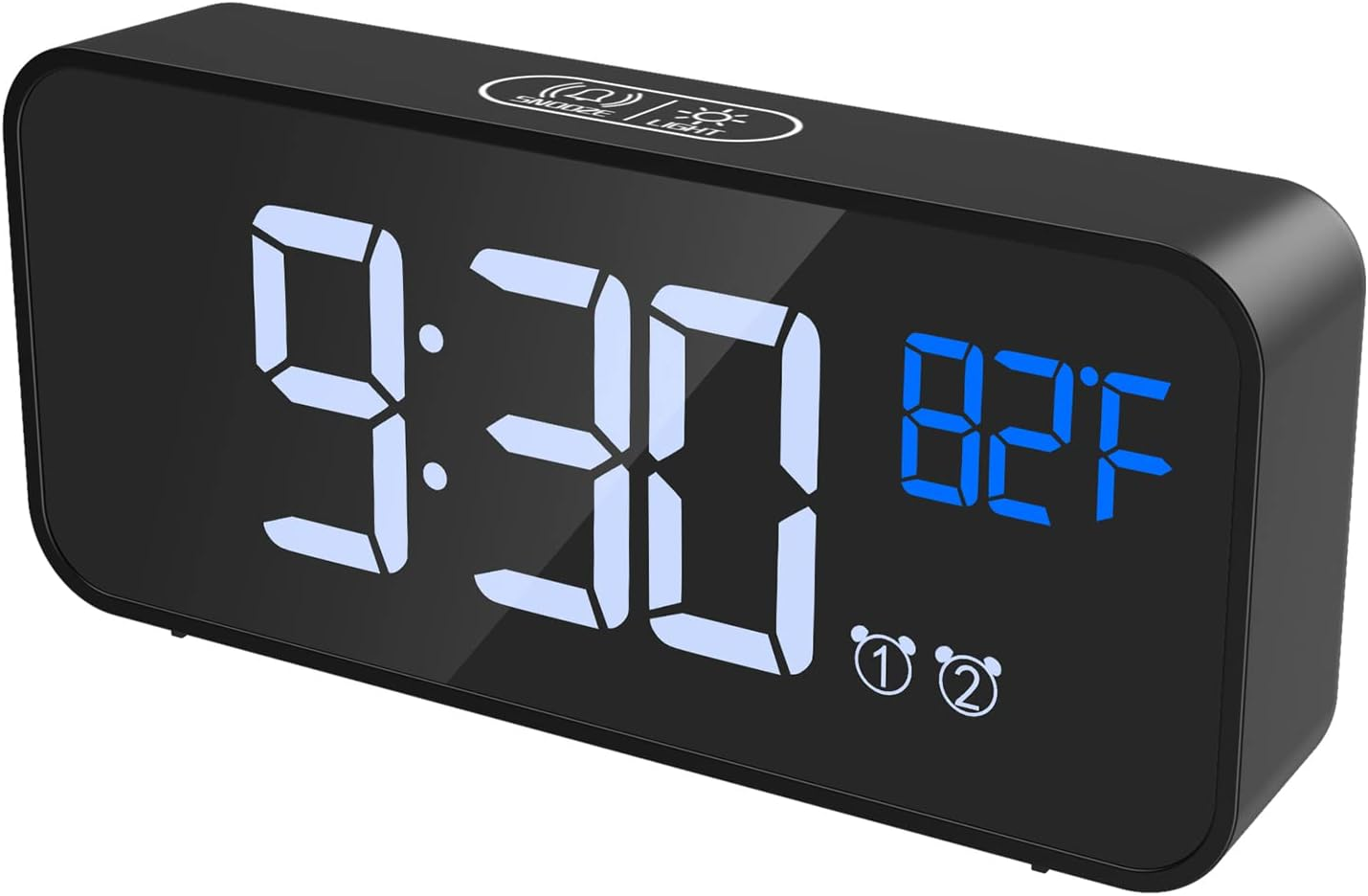 【2026 Newest Upgraded】 AMIR Digital Alarm Clock with Large Led Temperature Display, Portable Alarm Clock Digital, Snooze Time, Four-Level Adjustable Brightness Dimmer, 13 Music for Table Bedroom