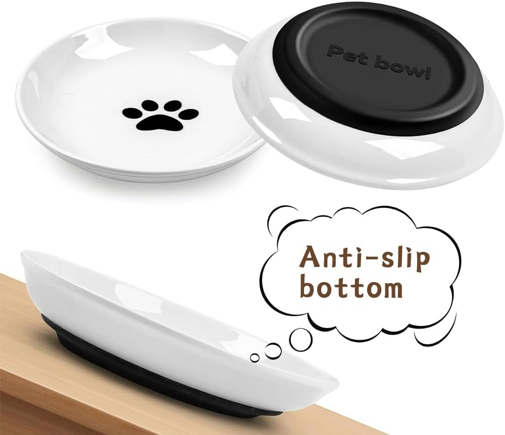 6 Packs Cat Food Bowl, Wide and Shallow Dishes, Non Slip Silicone Bottom, Blending Practicality with Pet Friendly Design, anti Whisker Fatigue Cats Bowl Set for Indoor Cats, Small Dogs image number 3