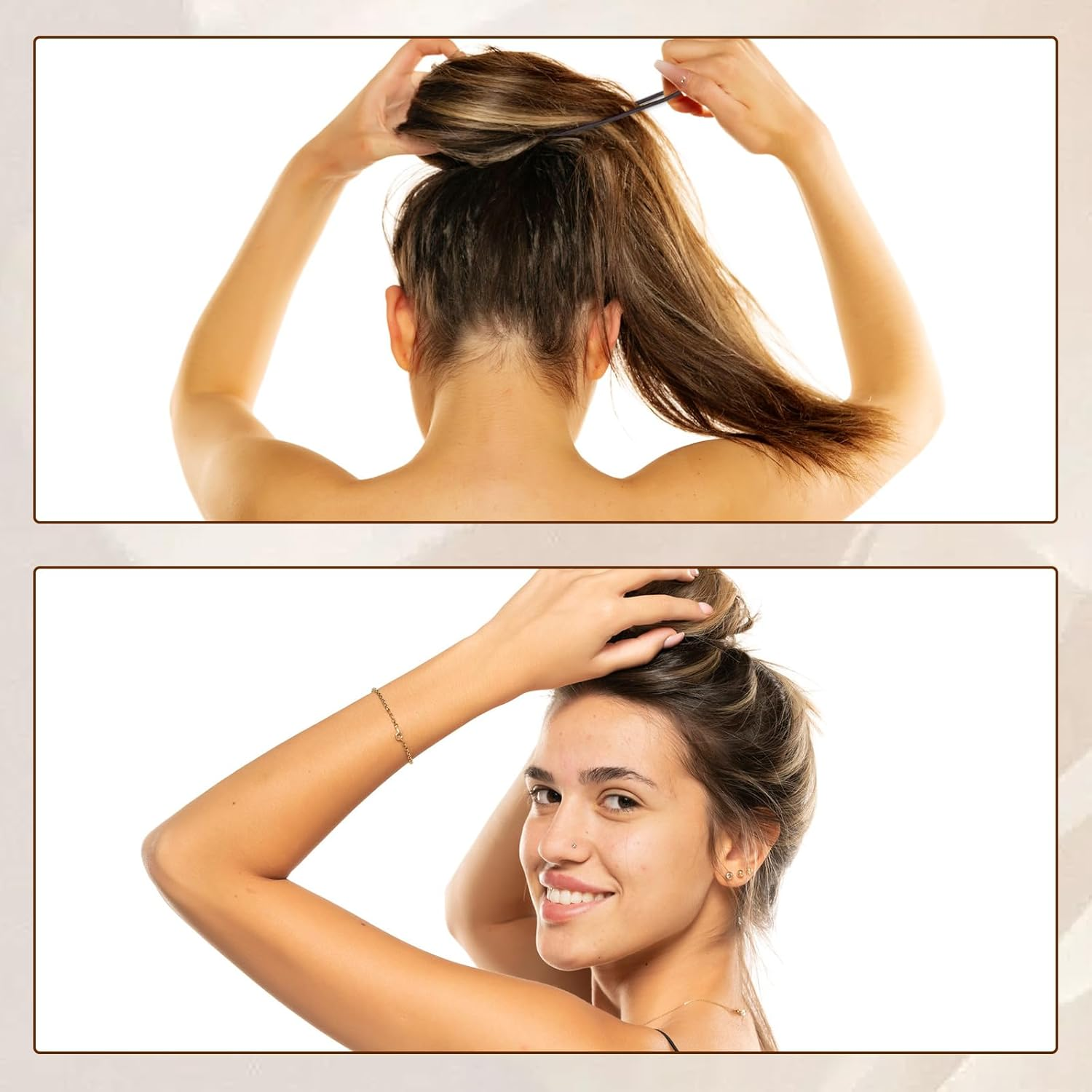 Elastic Hair Bands 50 Pcs 4Mm Hair Ties Bobbles Elastics Hairbands No Damage No Metal Hair Bobbles Ponytail Holders for Women Girls Kids Men, Dark Brown image number 6