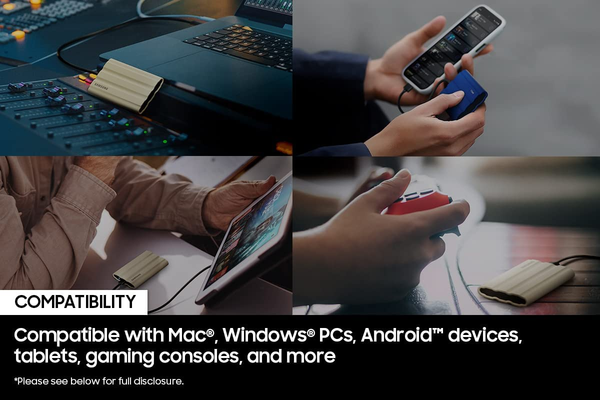 Samsung T7 Shield 4TB Portable SSD - 1050Mb/S, Rugged, Water & Dust Resistant, for Content Creators - Black image number 5