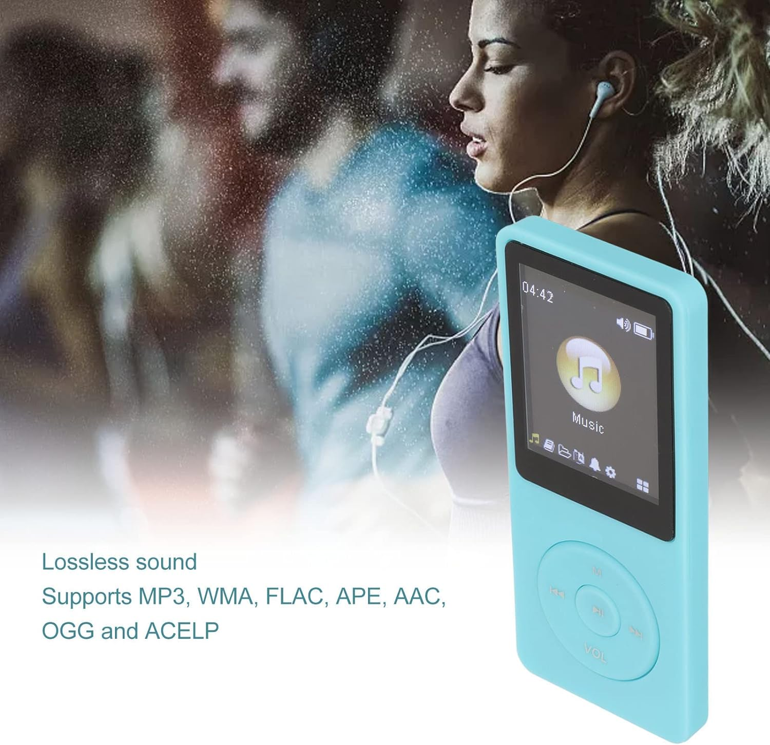 Mp3 Player MP4 Player, Ultra Thin 1.8 Inch LCD Portable Lossless Mp3 Music Player with HD Speaker, FM Radio, Voice Recorder and E Book, MP4 Player with Earphone for Kids Adults (Blue) image number 1