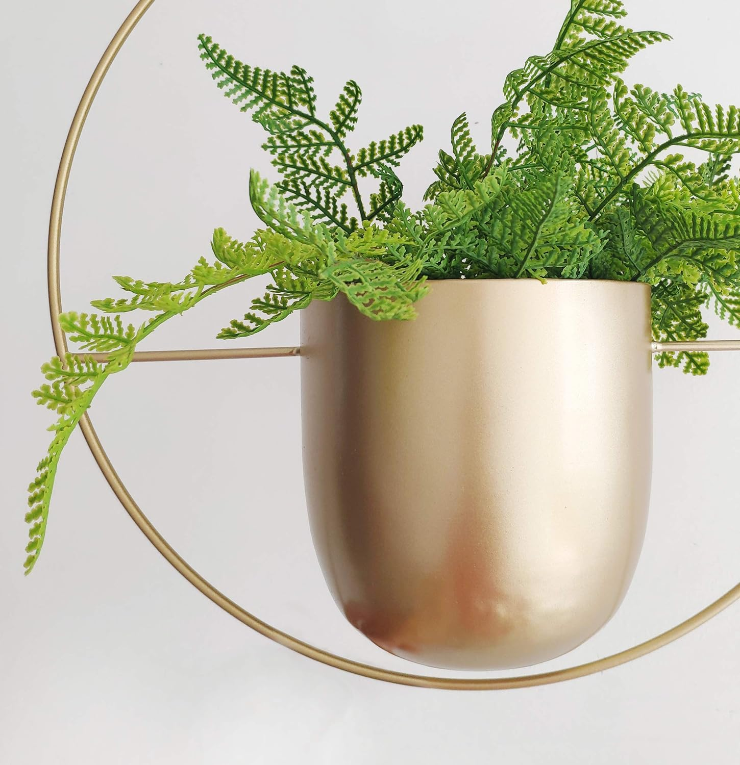 Boho Gold Metal Plant Hanger,Metal Wall and Ceiling Hanging Planter, Modern Planter, Mid Century Flower Pot Plant Holder, Minimalist Planter for Indoor Outdoor Home Decor - Gold image number 2