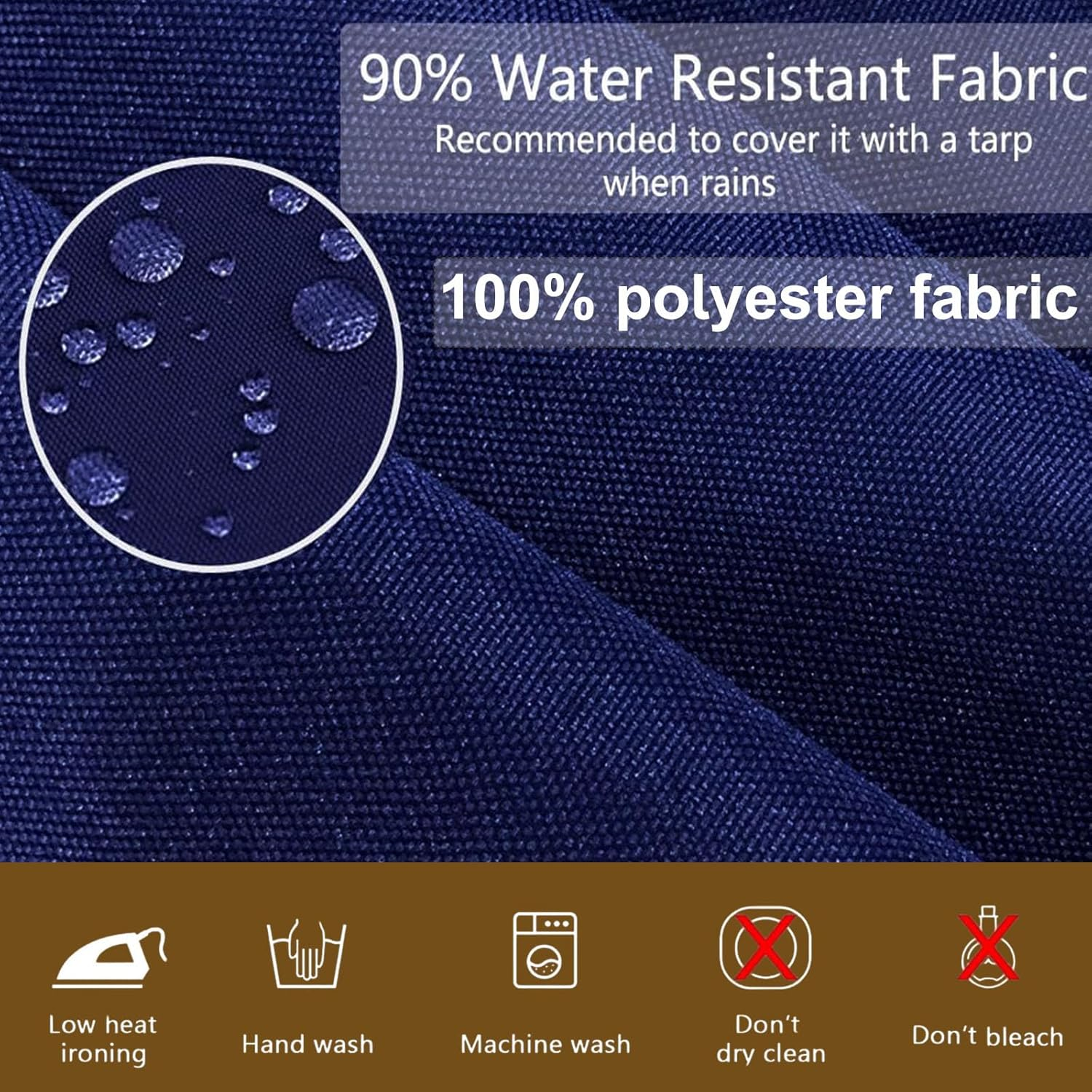 14 Piece Outdoor Patio Cushion Cover Replacement, Waterproof Patio Cushion Covers, Outdoor Furniture Cushion Covers Set for 6 Seat Wicker Rattan Sofa (Navy Blue)