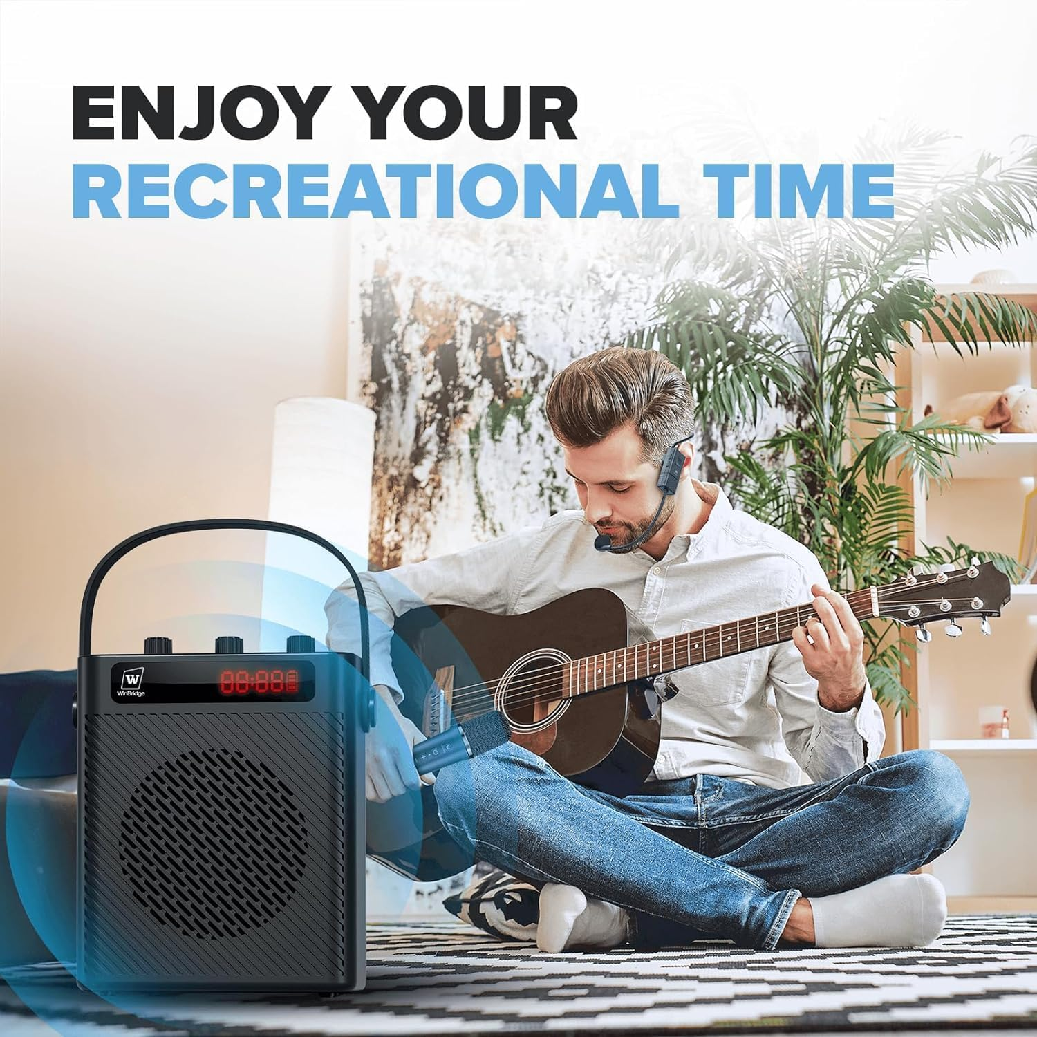 Winbridge 40W Portable PA Speaker System with Two Wireless Microphone, Wireless Voice Amplifier, Bluetooth Speaker and Microphone, Megaphone for Teachers, Presentation,Outdoor Activities Etc, S95 image number 5