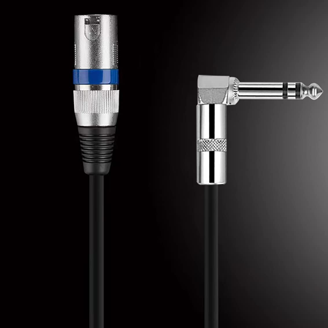 Right Angle 1/4 Inch TRS to XLR Male Cable, Tunghey Unbalanced 6.35Mm(1/4 Inch) TRS to XLR Male Cable Gold Plated Quarter Inch to Male XLR Microphone Cable Interconnect Cable (1M) image number 6