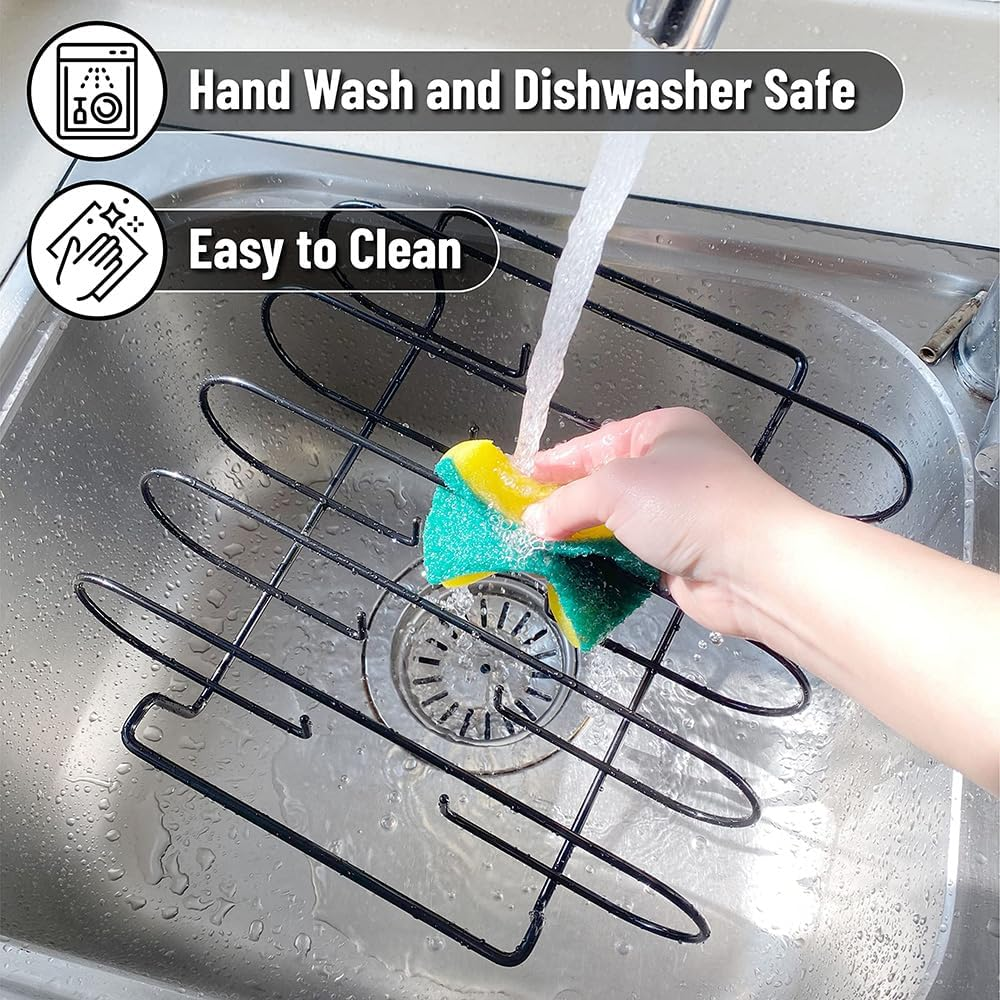 BBQ Rib Rack, Non-Stick Carbon Steel Roasting Stand for Smoking, Gas or Charcoal Grill Holds up to 5 Back Ribs Smoker Rack for Grilling and Barbecue (Black) image number 5