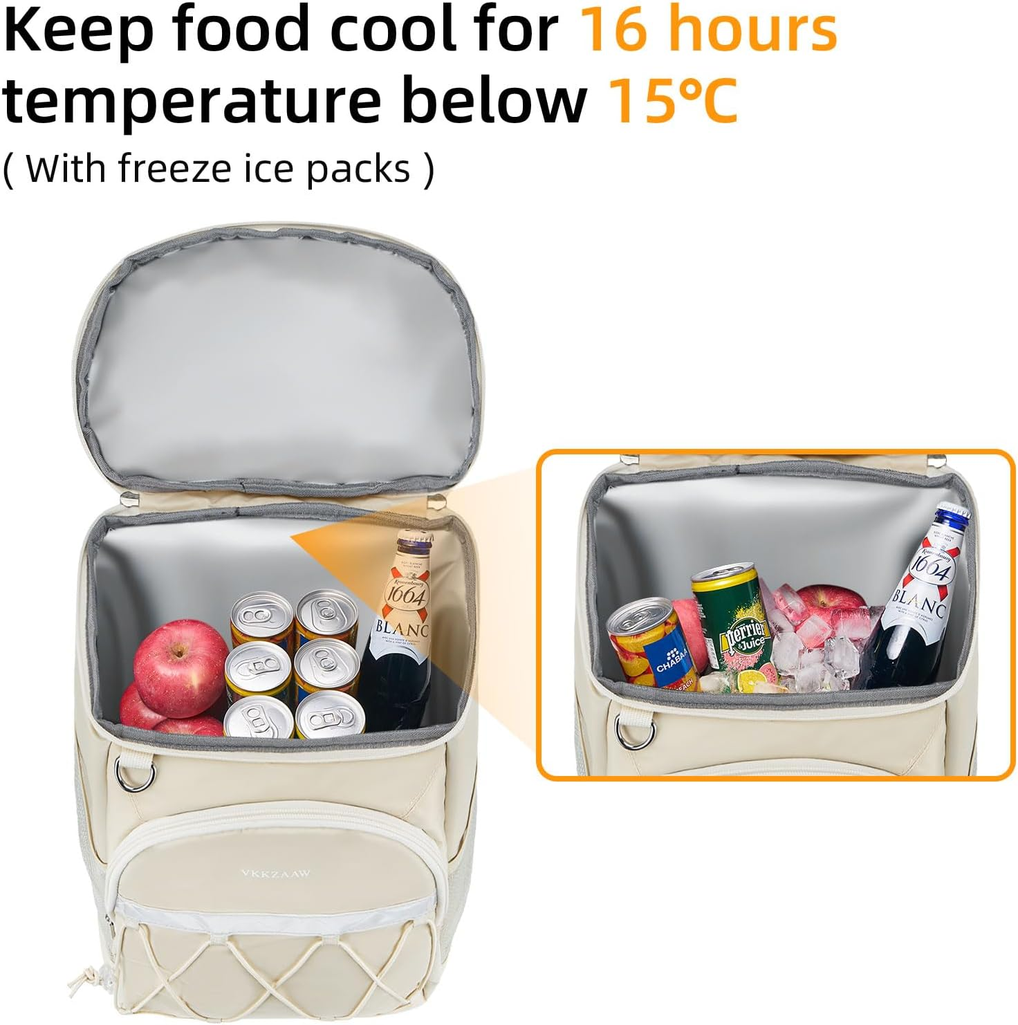 Backpack Cooler Backpack 26 Cans Insulated Leak Proof for Women Men Beach Camping Picnic Fishing Hiking Lunch Backpack Waterproof Cooler image number 6