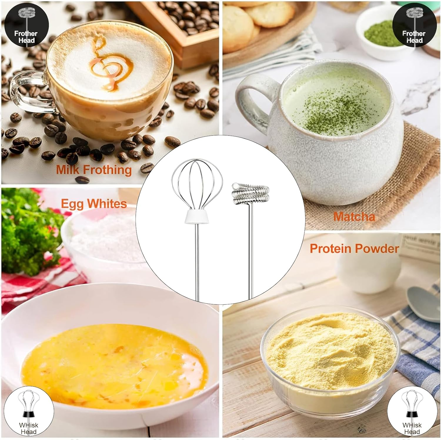 Powerful Handheld Milk Frother, Rechargeable Milk Frother Handheld Foam Maker with Stainless Whisk for Cappuccino, Latte, Bulletproof Coffee, Keto Diet, Protein Powder, Matcha image number 1