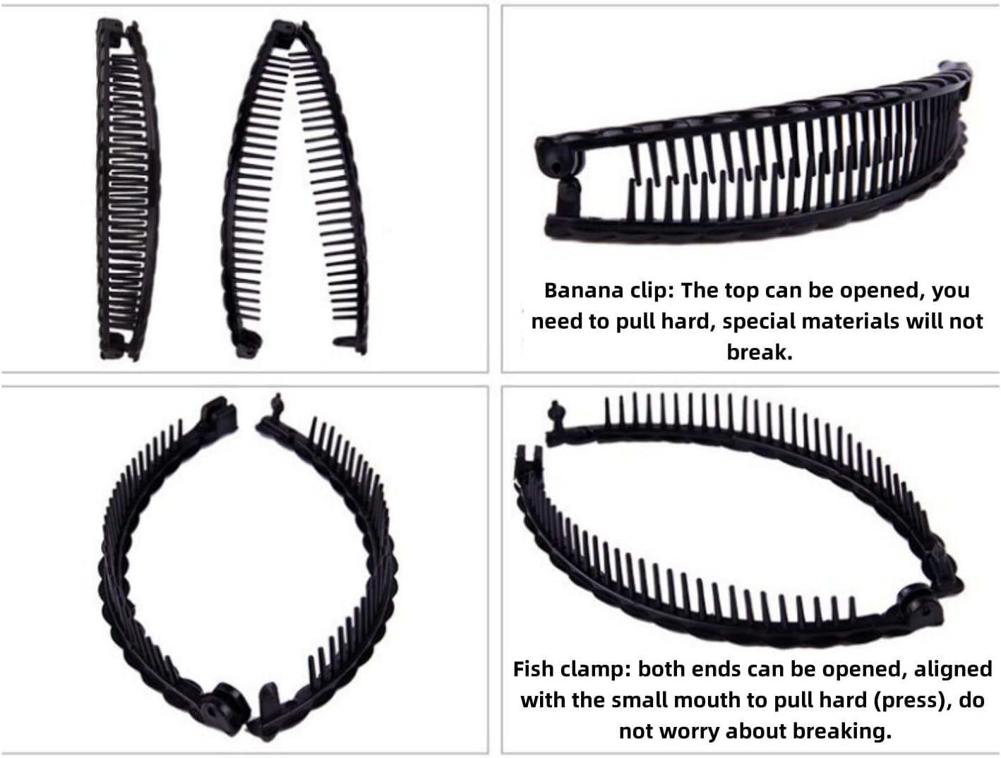 4 Pcs Banana Clip Clincher Comb Set for Hair Pony Fishtail Hair Clips for Women Girls Curly Thick Hair Accessories for Women Hair Banana Combs No Slip Fish Hair Barrettes image number 2