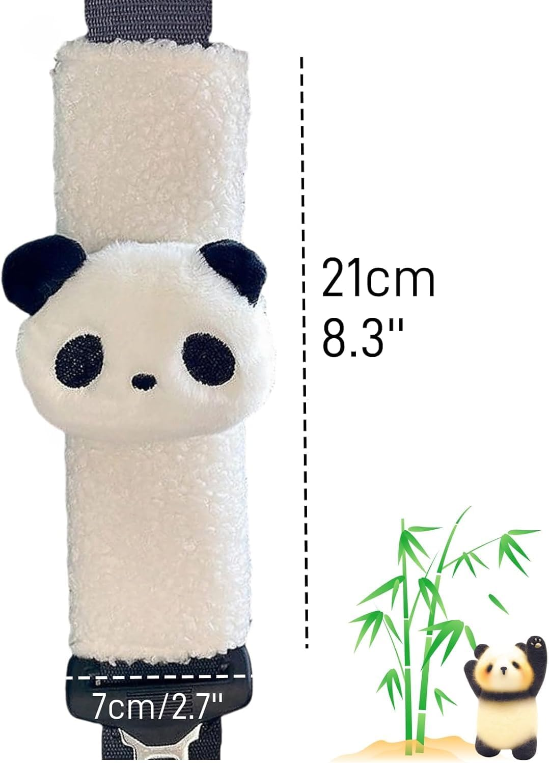 2 PCS Seat Belt Cover Pad, Cute Kawaii Animal Panda Seatbelt Covers for Kids and Adults, Winter Plush Fluffy Soft Seat Belt Cover, Cartoon Seatbelt Cushion,Car Seat Strap Pads (White, One Size) image number 1