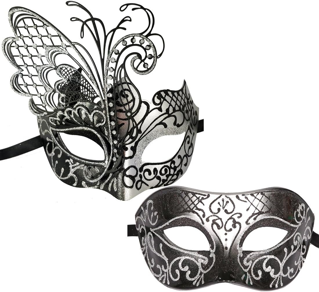 Couples Pair Mardi Gras Venetian Masquerade Masks Set Party Costume Accessory