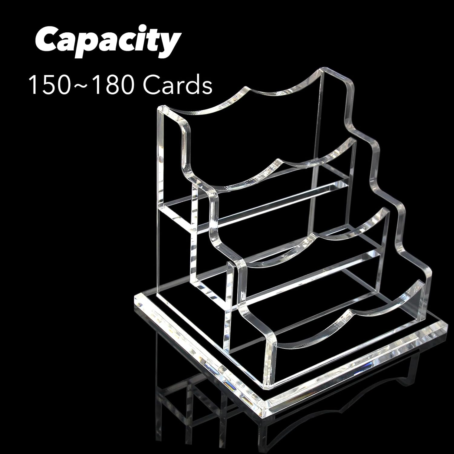 PARTSPOWER Acrylic Business Card Holder for Desk, Horizontal Clear Business Name Card Display Stand, Desk Accessory Business Name Card Organizer (Horizontal, 3-Slot) image number 6