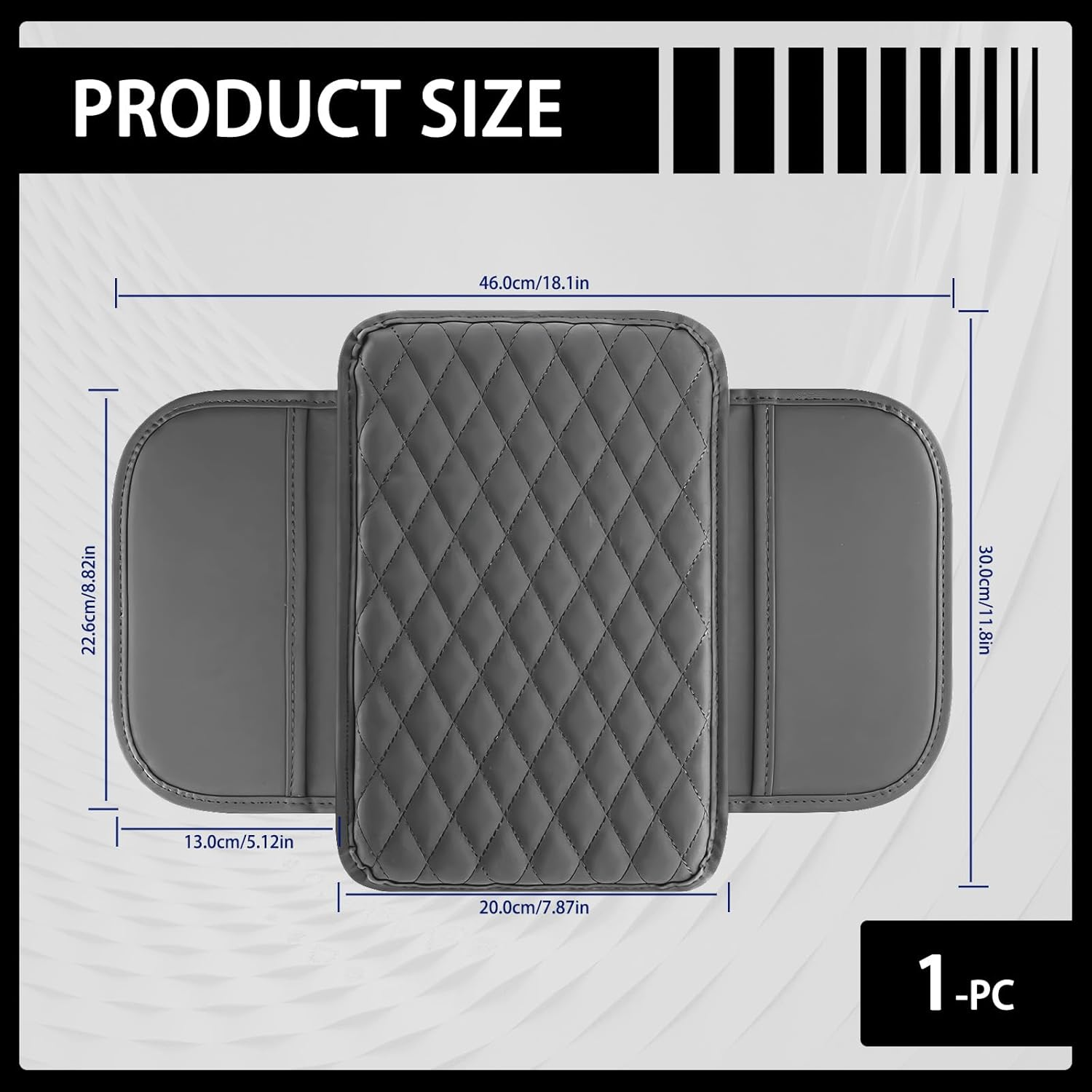 Car Center Console Cover with 2 Storage Bags, Leather Arm Rest Cover for Car Accessories Interior, Auto Universal Middle Console Cover Cushion Protector for Most Vehicle (Grey) image number 3