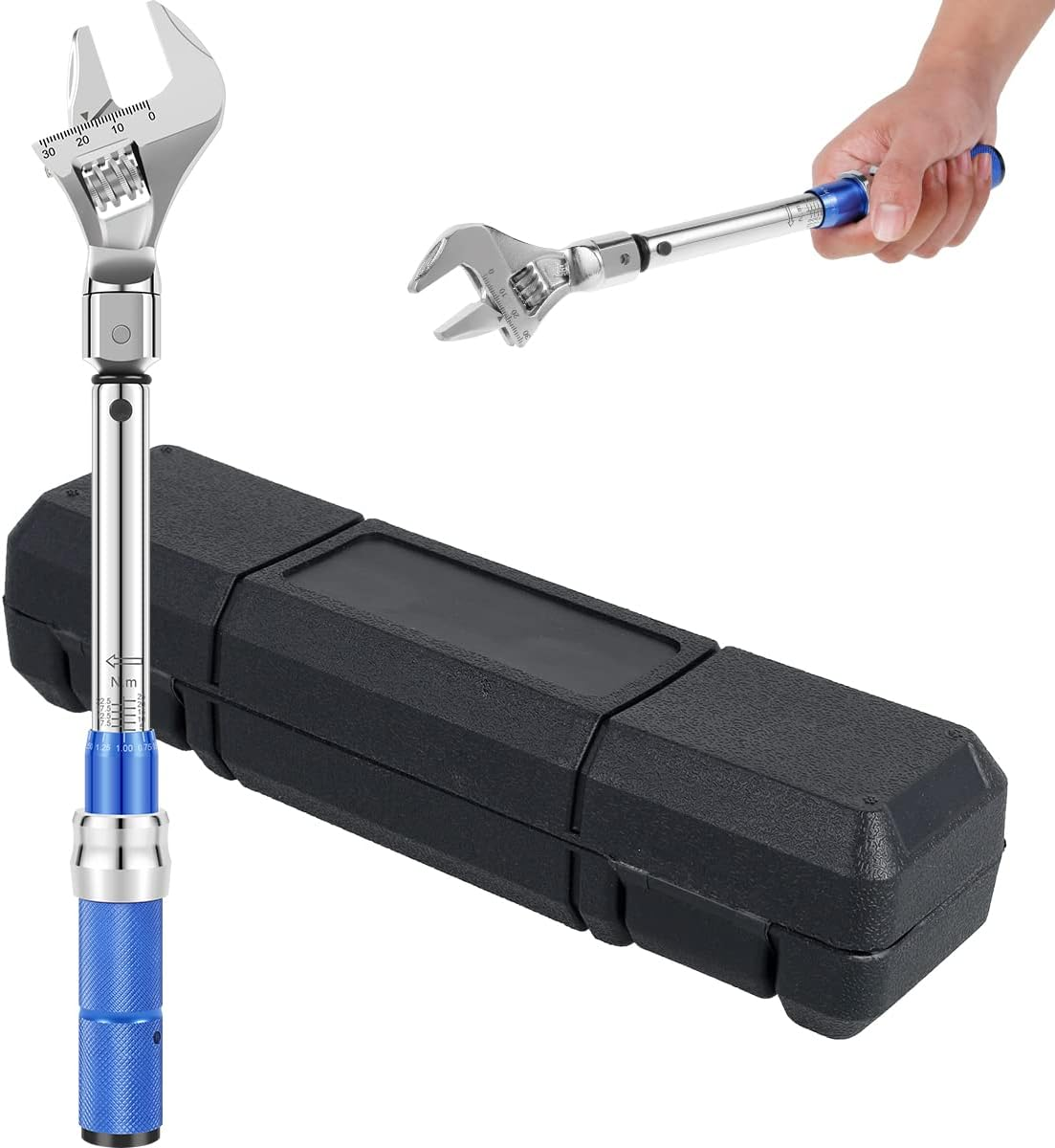 Digital Adjustable Torque Wrench, Open End Torque Wrench 5-25 NM 30Mm Steel Open End Torque Wrench 9&times;12Mm Interchangeable Head Torque Wrench Car Repair Maintenance Spanner Hand Tool for Bicycle Car image number 5