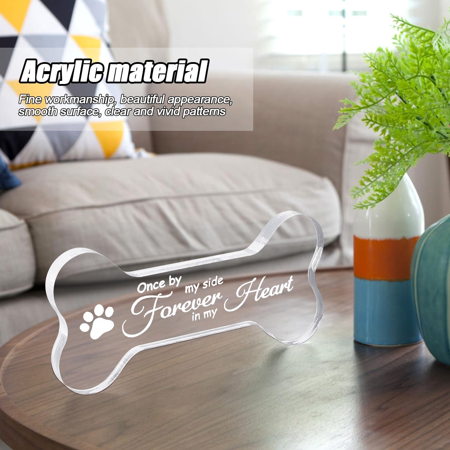 Pet Memorial Ornament, Loss of Dog Cat Sympathy Gift Pet Remembrance Ornament Bone Shape Memorial Gifts Decoration for Dogs Puppy Keepsake image number 2