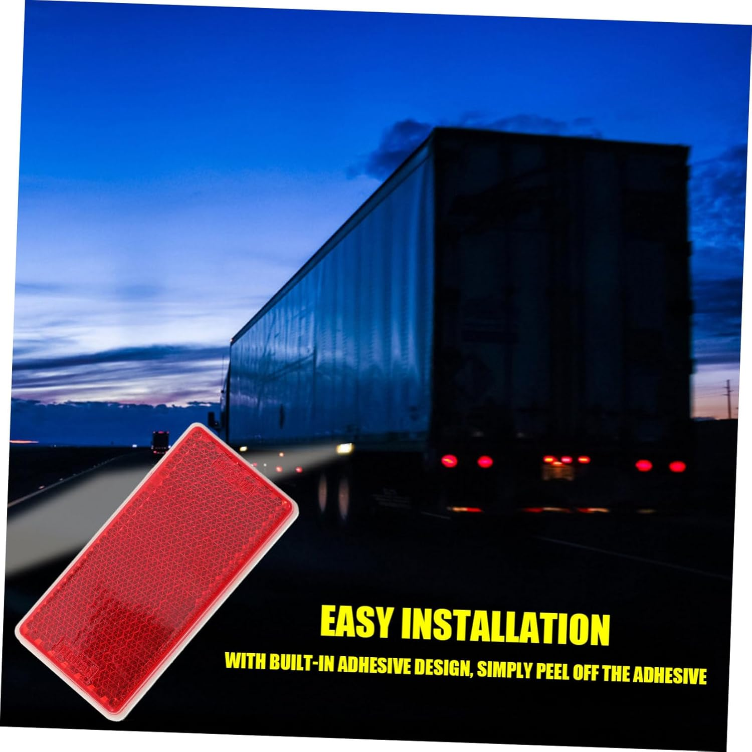 Trailer Adhesive Reflectors Rectangle Reflective Warning Stickers Red Self Adhesive Vehicle Reflective Tape for Truck and Car Safety Exterior Accessories image number 2
