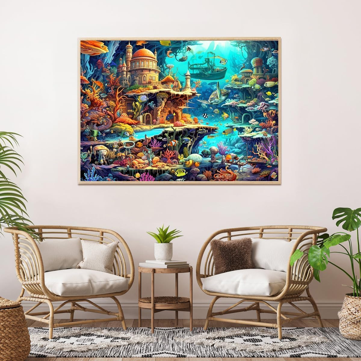 Jigsaw Puzzles for Adults 1000 Pieces, Interlock Perfectly Letter on Back No Dust, Home Decor Birthday Gift Toy for Men Women Elders Seniors, 1:1 Poster - Whimsical Undersea image number 1