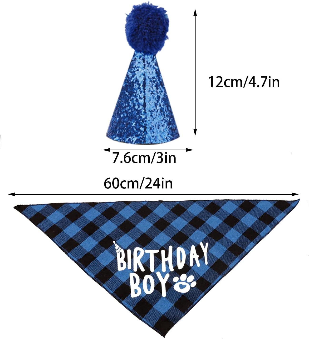 Dog Birthday Bandana, Pets Birthday Party Supplies Cute Boy Dog Birthday Outfit for Cat and Dog Decoration(Blue) image number 5