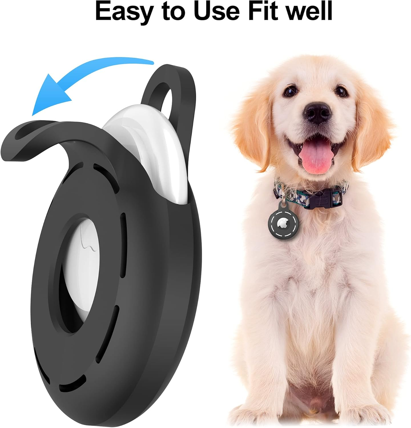 Migeec Holder Soft Silicone Case 4 Pack Keychain Accessories Easy to Attach to Wallets, Keys, Pet Collars (Black) image number 6