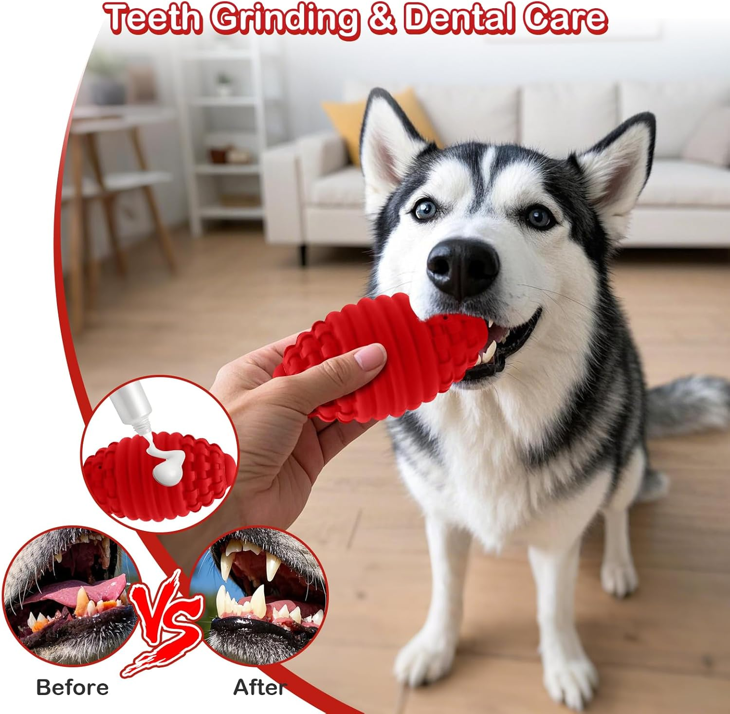 Squeaky Football Dog Toys for Aggressive Chewers: Non-Toxic Natural Rubber Premium Puppy Chew Ball with Squeaker, Almost Indestructible and Durable Pet Toy for Medium and Large Breed (Large, Beef) image number 3