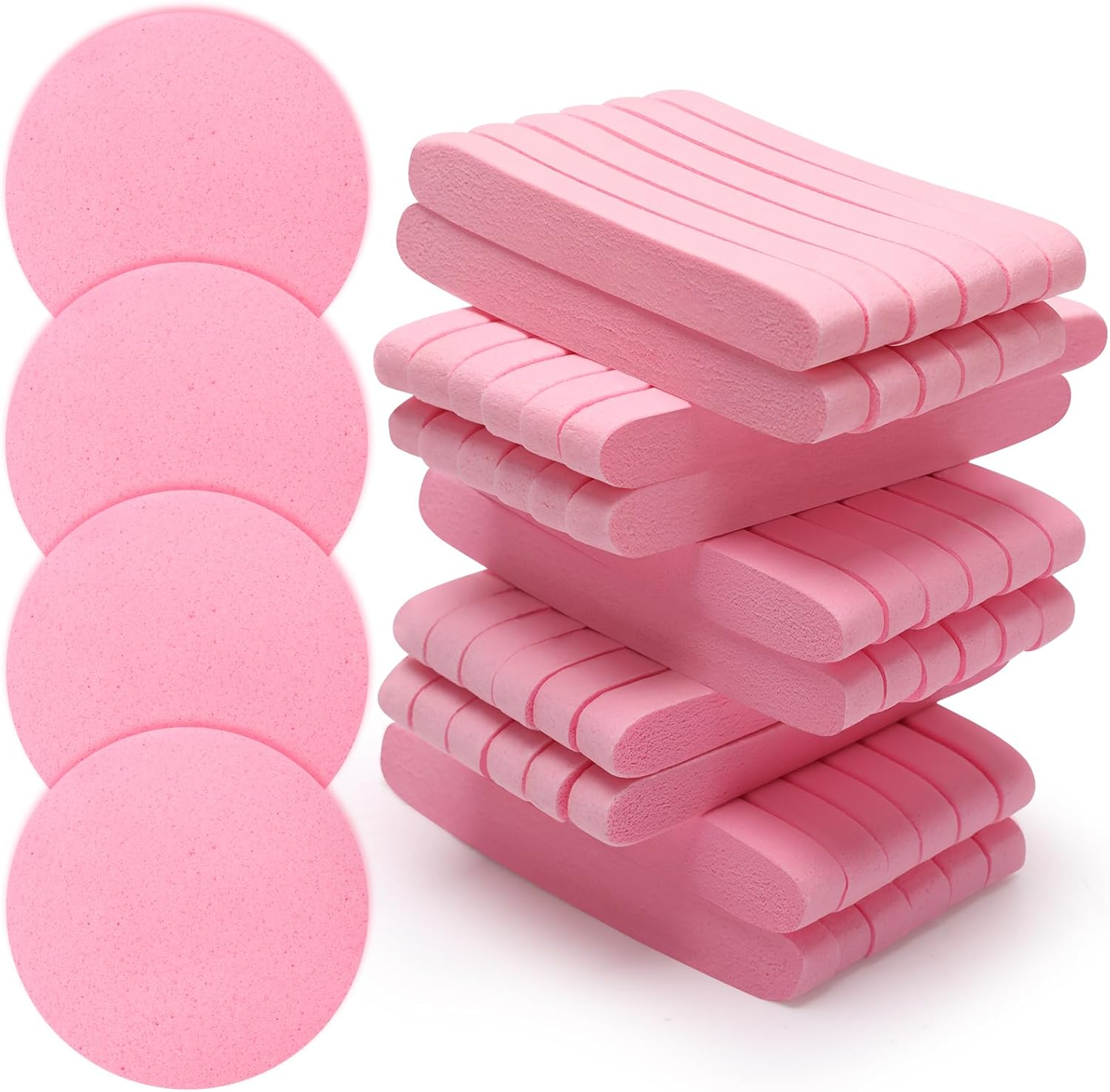 120 Pcs Facial Sponge Compressed, Luxiv Face Cleansing Sponge Estheticians Compressed Makeup Facial Sponge round Wash Face Sponges for Women Compress Exfoliating Removal Sponge (Pink+Yellow)