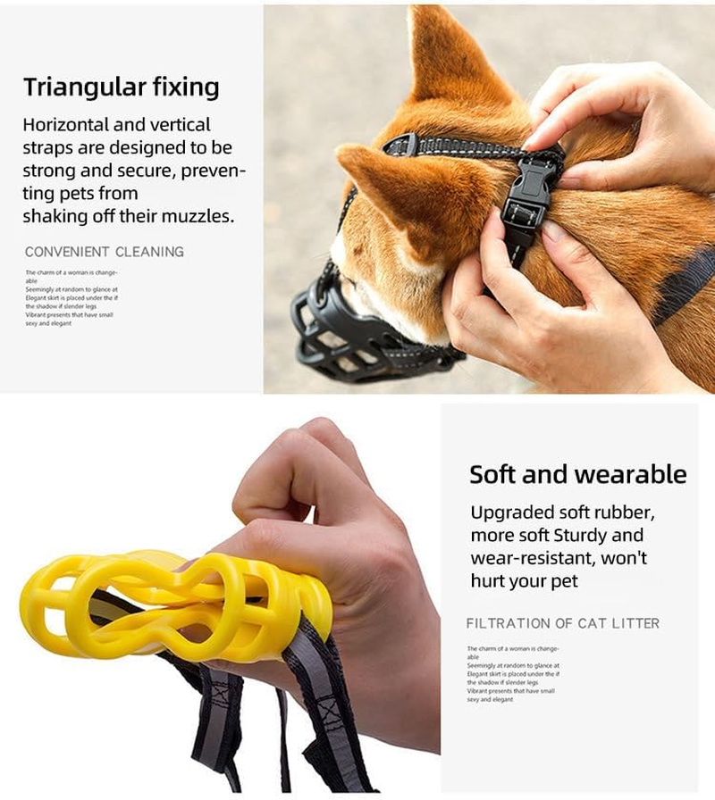 Dog Muzzle, Basket Muzzle for Small Medium Large Dogs, Soft Cage Muzzle for Biting Chewing, Allow Drinking Panting (No.3)