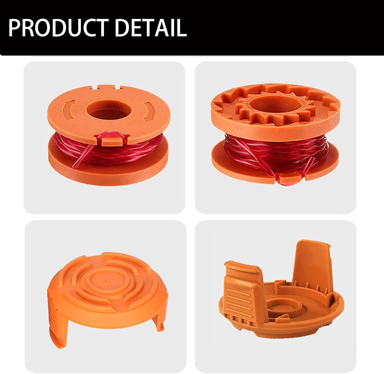 WA0004/WA0010 Worx Replacement Trimmer Spools, 0.065" Weed Eater Lines Caps for Worx String Trimmer Weed Eater WG154 WG163 WG160 WG180 WG175 WG155 WG151 (12 Spools + 2 Caps) image number 5