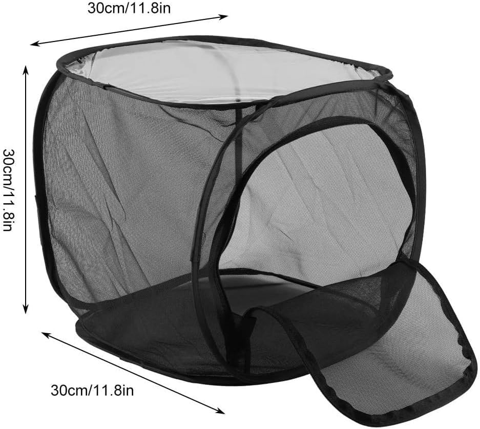 Insect and Butterfly Habitat Cage Outdoor Collapsible Butterfly Enclosure Mesh Net Cage (Black30&times;30&times;30Cm) image number 1