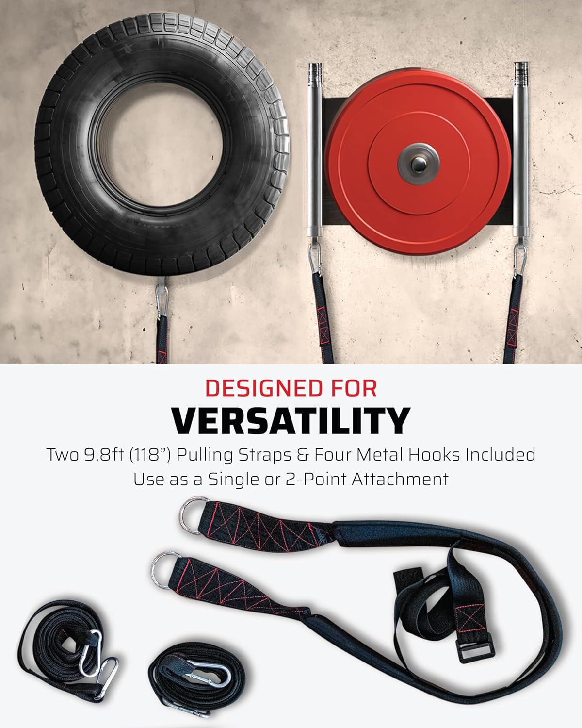 THEFITGUY Belt for Pulling, Strength Training, Adjustable Closure, 2 Straps & 4 Hooks Included image number 1