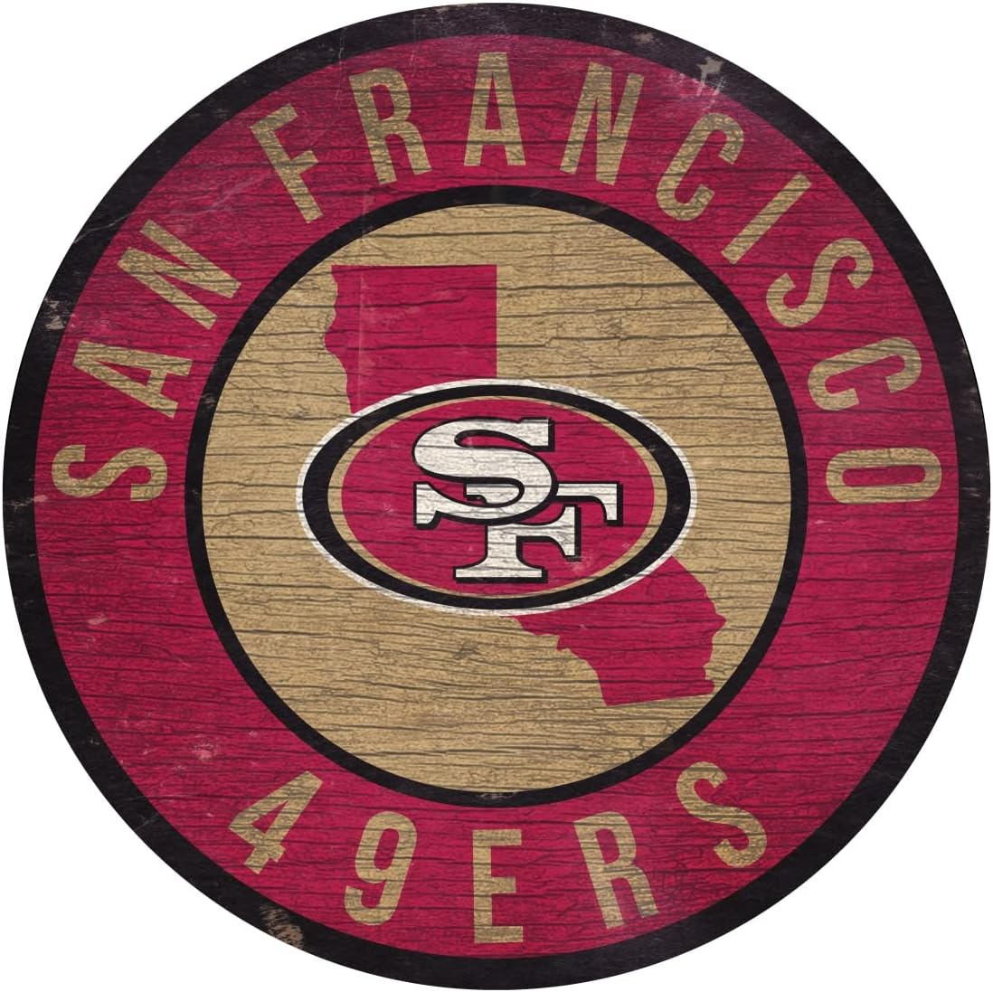 San Francisco 49Ers Wood Sign 12 Inch round State Design