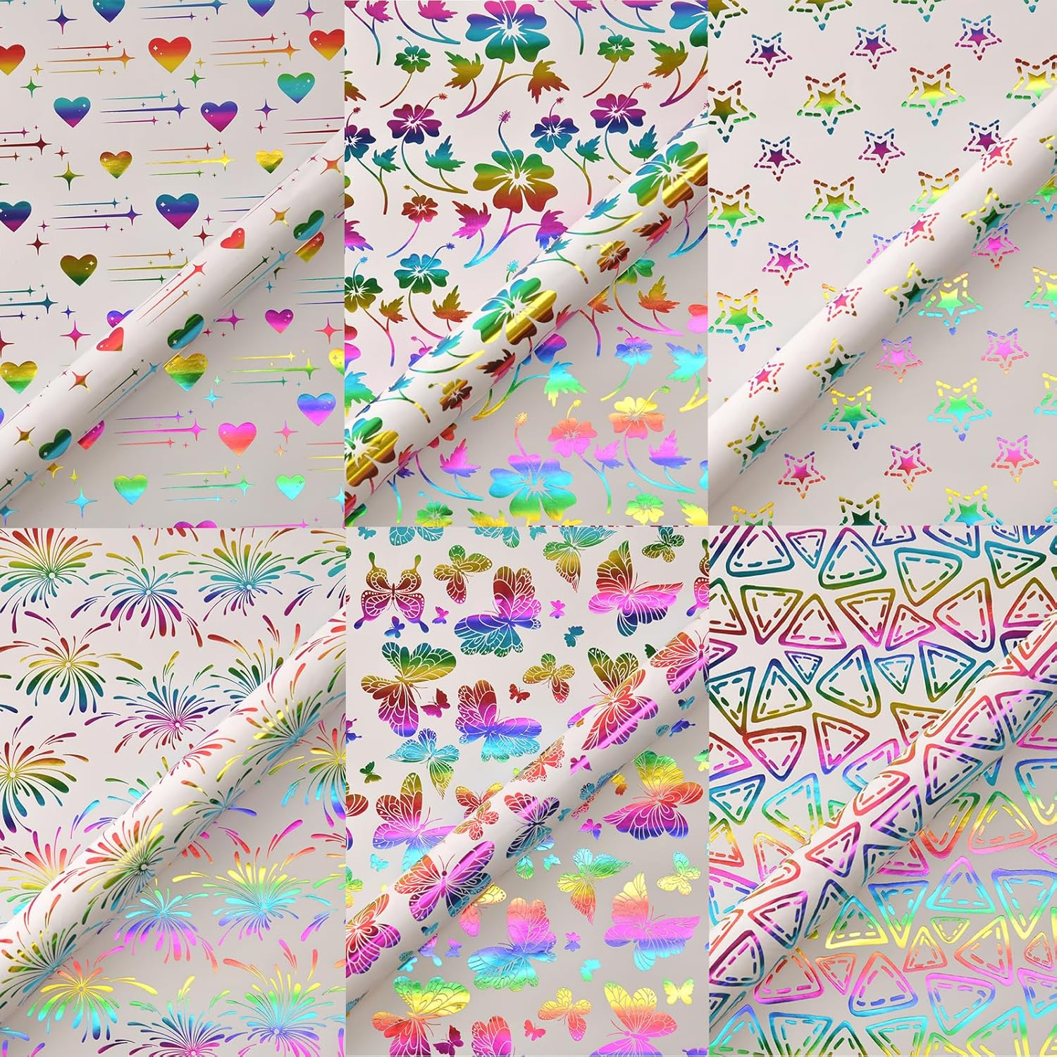 Syllabear Wrapping Paper,6-Pack Paper Gift Wrapping Sheets, 50X70Cm - Ideal for Birthday & Gift Box Packaging with Bonus Twine (Romantic Style) image number 2