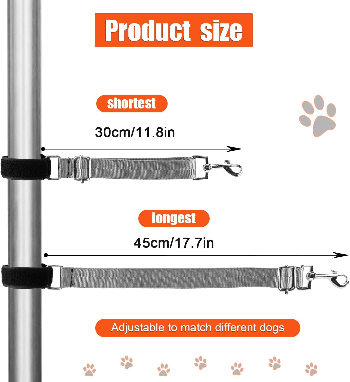 2Pcs Dog Grooming Extender, Adjustable Dog Grooming Extension Nylon Grooming Table Straps for Dog Grooming Leash Table Dog Grooming Arm Accessories (Black, Gray) image number 4