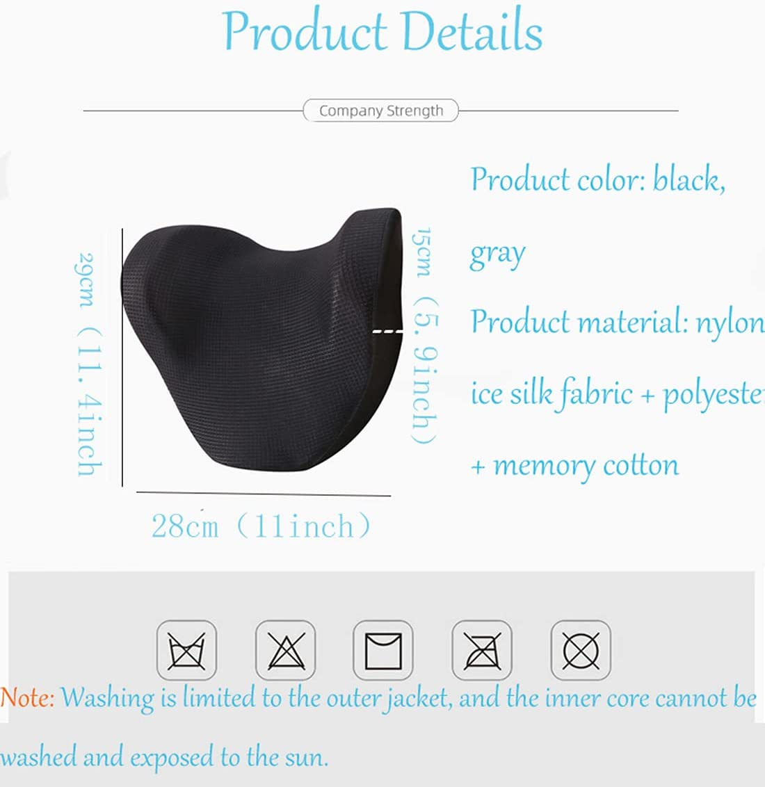 Car Seat Neck Cushion, Car Cushion for Driver'S Seat with Adjustable Strap, Space Memory Foam Car Cushion for Ice Silk, Breathable Car (Black) image number 3