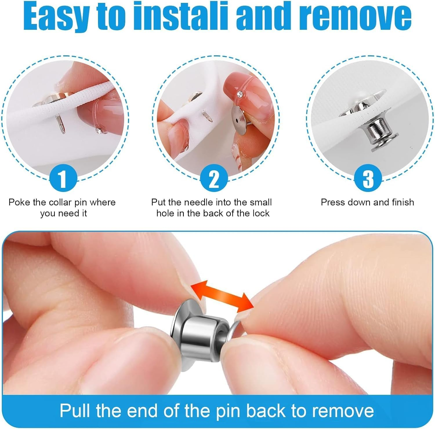 40 Pcs Metal Locking Pin Backs,Metal Pin Locks Back,Locking Pin Keepers Clasp,Locking Pin Back Locking Pin Keeper Clasp,Keepers Locking Clasp for Uniform Badges, Hat, Jewelry Makin,Silver image number 4