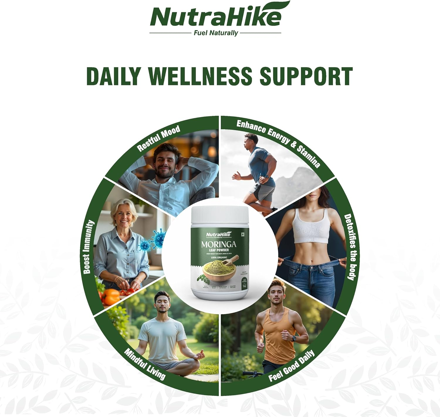 Nutrahike Moringa Leaf Powder 450G &ndash; 100% Pure Superfood, Rich in Vitamins & Antioxidants &ndash; Natural Energy, Immunity & Detox Support &ndash; Vegan, Gluten-Free Green Powder image number 4