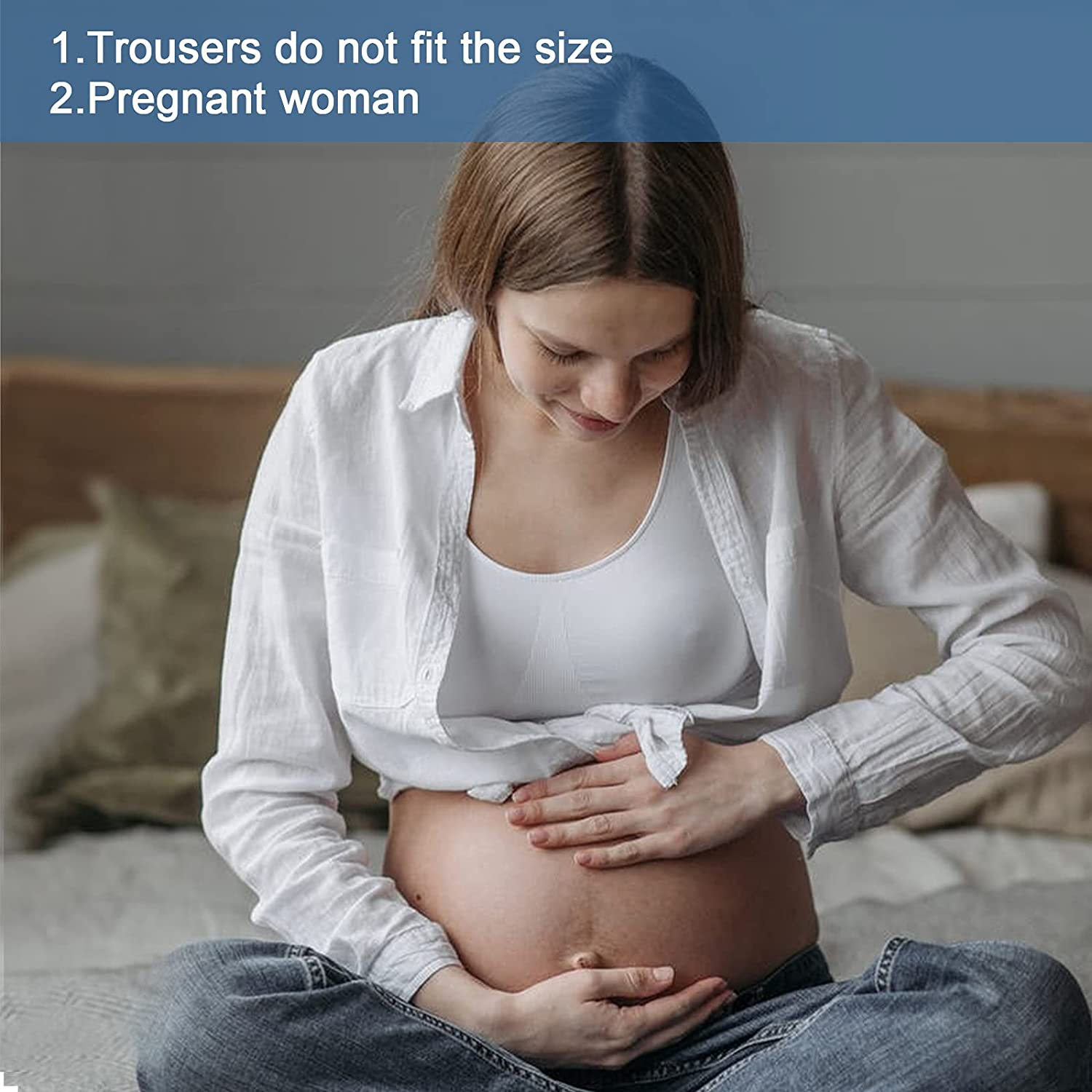 Luter Adjustable Waistband Extenders Jeans Extenders with Mental Button for Pregnancy Men Women Trousers Pants Slacks Skirts image number 5