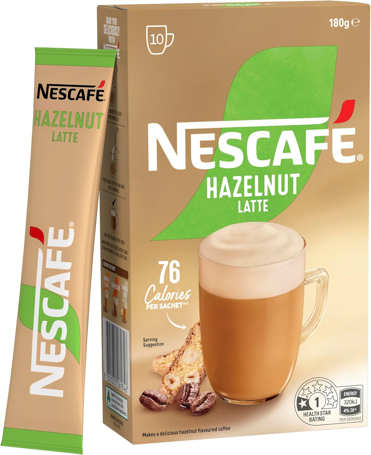 Nescafe Menu Hazelnut Latte Instant Coffee Mix 18 G (Pack of 10)