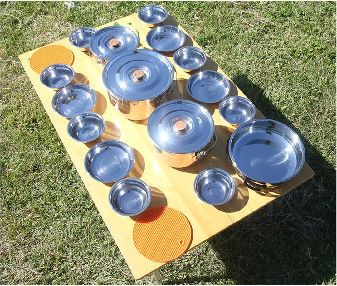 CAMPINGMOON Stainless Steel Outdoor Camping Nesting Mess Kit Cookware Set Pots Pans with Storage Carrying Bag - 13Pcs Set (Mc210) image number 5