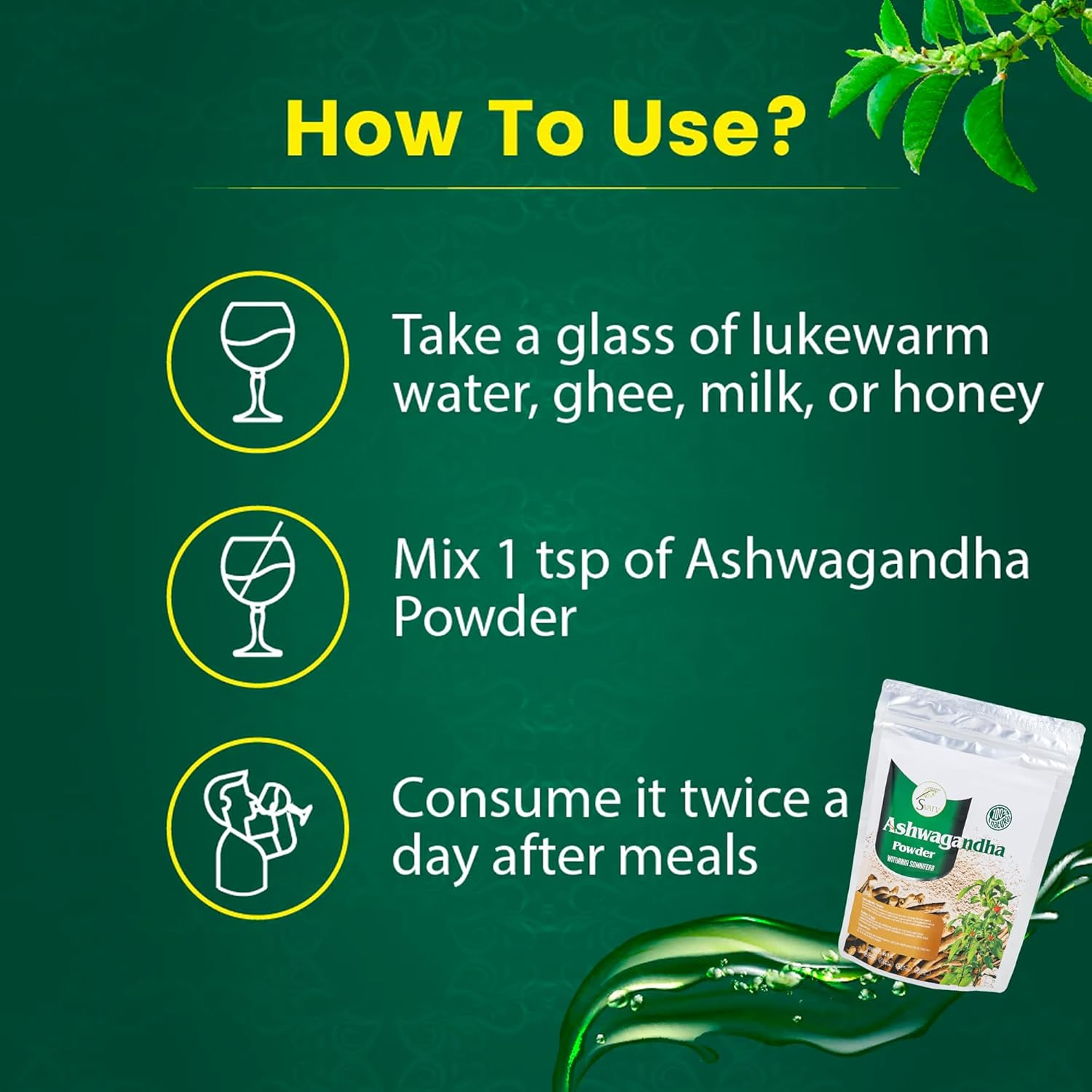 SVATV Ashwagandha Powder | Indian Ginseng | Withania Somnifera | Raw from India | 227G Half Pound image number 6